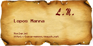 Lopos Manna névjegykártya